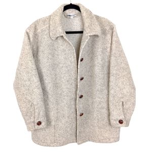 Cream Salt & Pepper Sherpa Fuzzy Acrylic Sherpa Oversized Shacket sz Medium